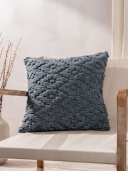 Yard Dusk Blue Calvay Chunky Textured Feather Filled Cushion - Image 1 of 7