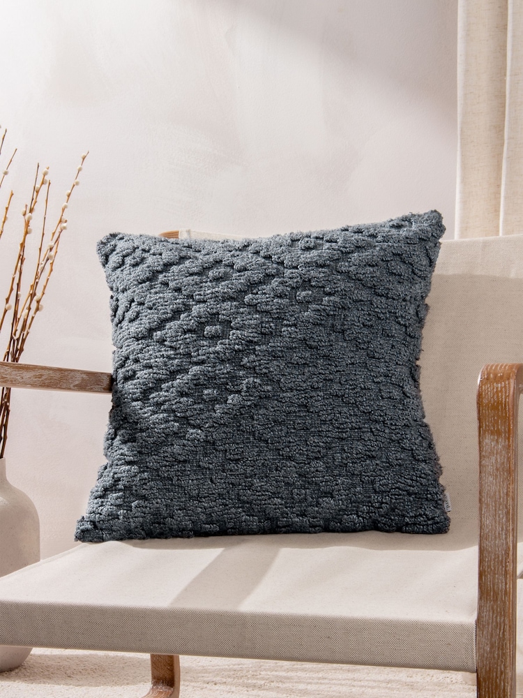 Yard Dusk Blue Calvay Chunky Textured Feather Filled Cushion - Image 1 of 7