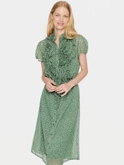 Saint Tropez Green Lilja Ruffles Short Sleeve Dress - Image 1 of 6