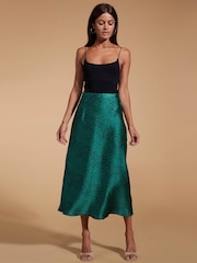 Dancing Leopard Renzo Satin Midi Skirt - Image 1 of 4