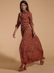 Dancing Leopard Dove Maxi Shirt Dress - Image 4 of 5