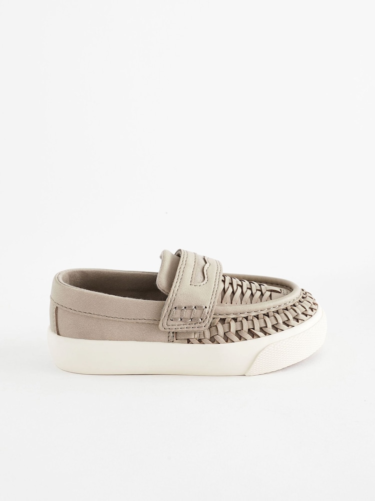 Grey Wide Fit (G) Woven Loafers - Image 2 of 7 Grey Wide Fit (G) Woven Loafers - Image 2 of 7