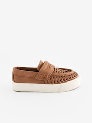 Tan Brown Wide Fit (G) Woven Loafers - Image 2 of 8