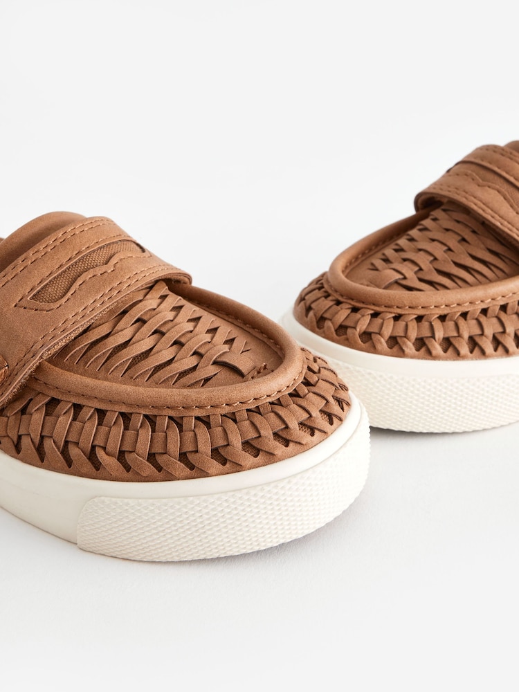 Tan Brown Wide Fit (G) Woven Loafers - Image 8 of 8