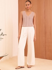 Love & Roses Rose Gold Metallic Cable Knitted Vest - Image 4 of 4