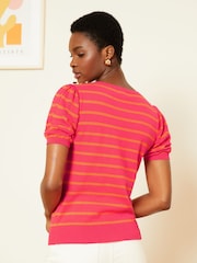 Love & Roses Pink Pointelle Scallop Neck Knitted Top - Image 2 of 4