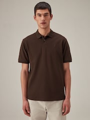 Brown Chocolate Regular Fit Short Sleeve Pique Polo Shirt - Image 1 of 7