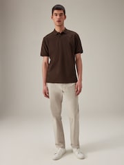 Brown Chocolate Regular Fit Short Sleeve Pique Polo Shirt - Image 2 of 7