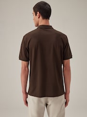 Brown Chocolate Regular Fit Short Sleeve Pique Polo Shirt - Image 3 of 7