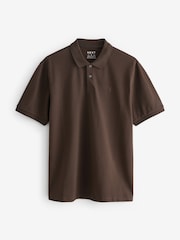 Brown Chocolate Regular Fit Short Sleeve Pique Polo Shirt - Image 5 of 7
