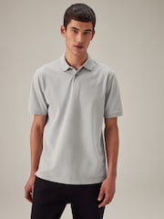 Grey Regular Fit Short Sleeve Pique Polo Shirt - Image 1 of 8