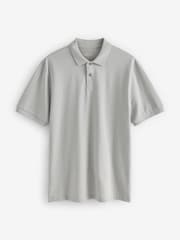 Grey Regular Fit Short Sleeve Pique Polo Shirt - Image 6 of 8
