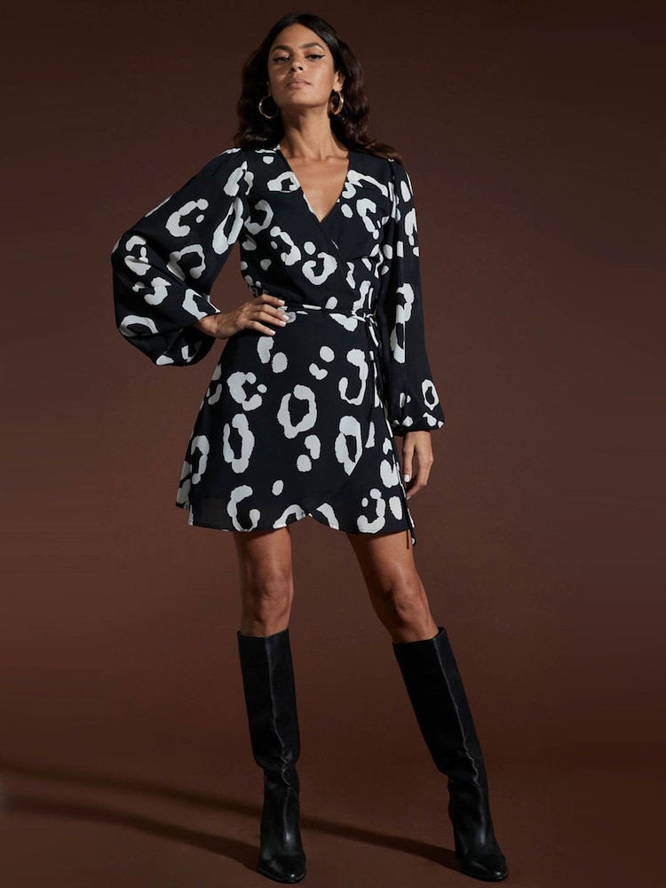 Dancing Leopard Ginger Mini Wrap Dress - Image 1 of 4