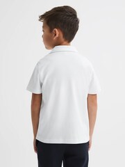 Reiss White Caspa 13-14 yrs Cotton Cuban Collar Shirt - Image 5 of 6