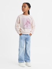 Reiss Pink Yoshy 13-14 yrs Cotton Print Crew Neck Jumper - Image 3 of 6