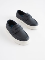 Navy Wide Fit (G) Penny Loafers - Image 3 of 6