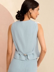 Love & Roses Blue Tailored Waistcoat With Linen - Image 3 of 4