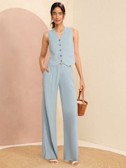 Love & Roses Blue Tailored Waistcoat With Linen - Image 4 of 4