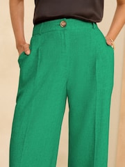 Love & Roses Green Wide Leg Tailored Wide Leg Trousers With Linen - Image 2 of 4