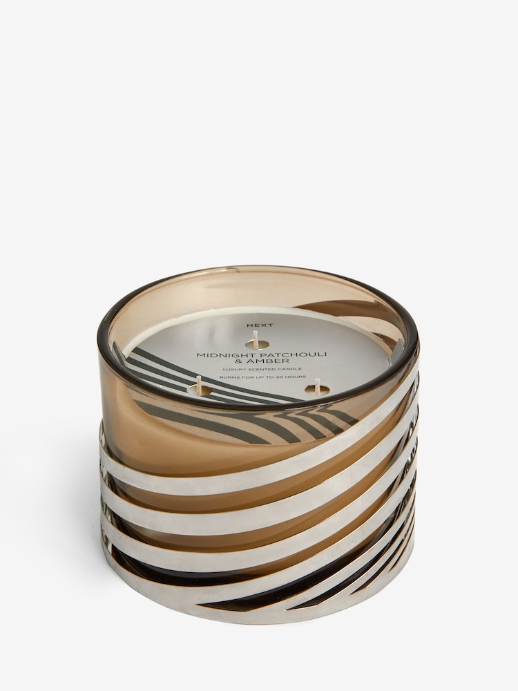 Silver Midnight Patchouli and Amber 3 Wick Scented Candle - Image 3 of 3