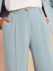 Love & Roses Blue Petite Tailored Wide Leg Trousers With Linen - Image 2 of 4