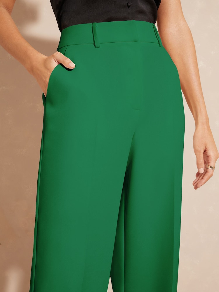 Love & Roses Green High Waist Wide Leg Tailored Trousers - Image 2 of 4