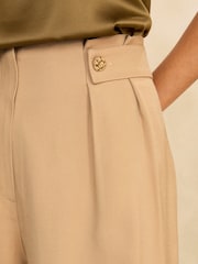 Love & Roses Stone Cream Tailored Button Shorts - Image 2 of 4