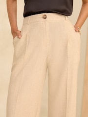 Love & Roses Ivory White Wide Leg Tailored Wide Leg Trousers With Linen - Image 2 of 4