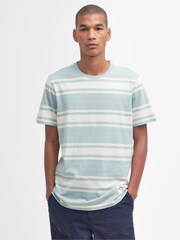 Barbour® Blue Chalk 100% Cotton Kilton Stripe T-Shirt - Image 1 of 6