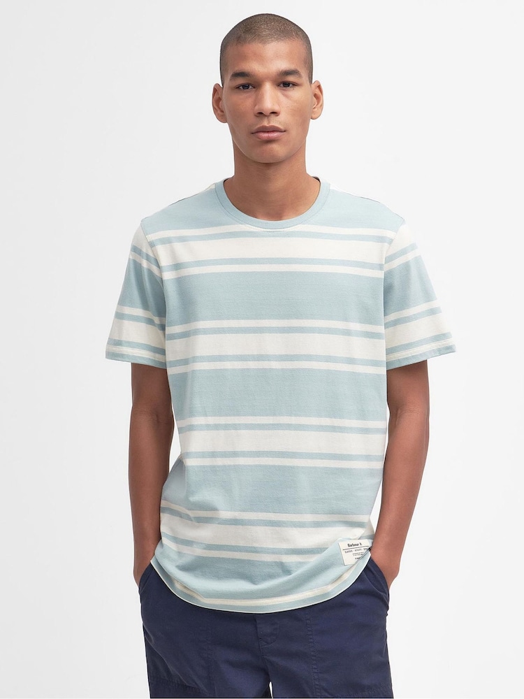 Barbour® Blue Chalk 100% Cotton Kilton Stripe T-Shirt - Image 1 of 6