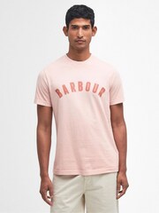 Barbour® Pink Mist 100% Cotton Terra Dye Logo T-Shirt - Image 1 of 5