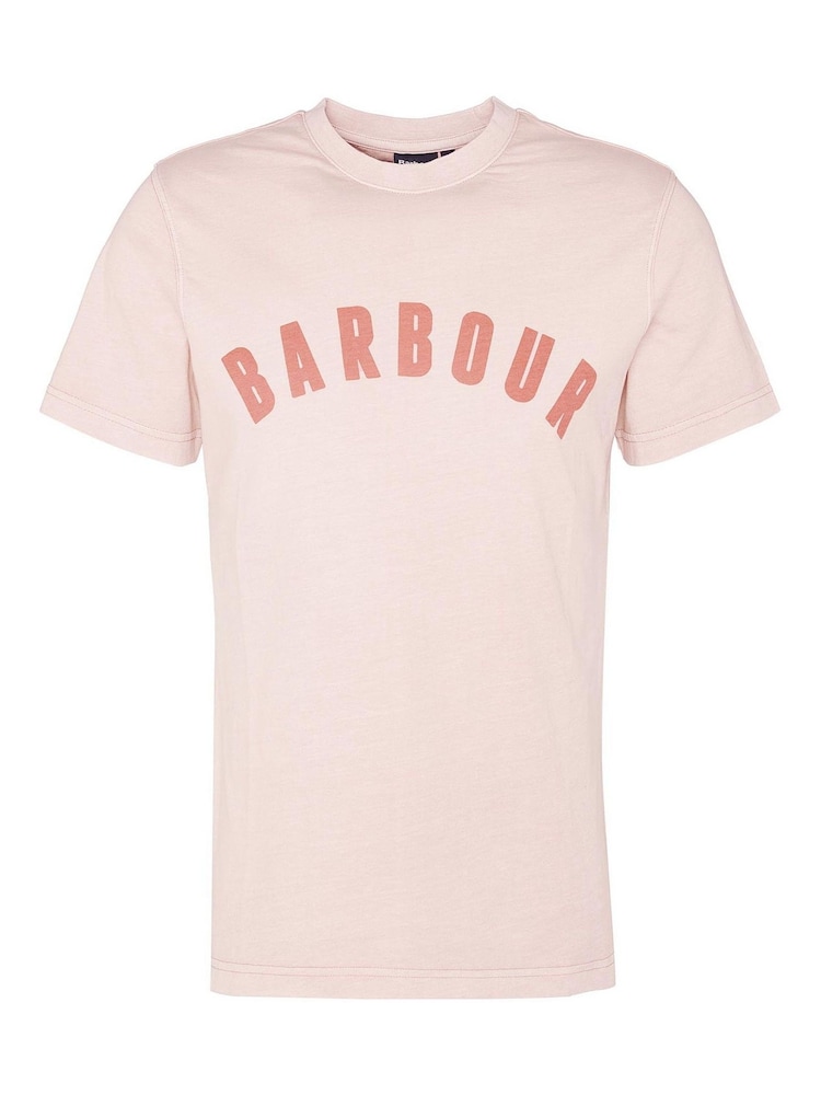 Barbour® Pink Mist 100% Cotton Terra Dye Logo T-Shirt - Image 5 of 5