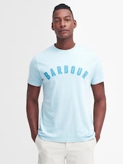 Barbour® Sky Blue 100% Cotton Terra Dye Logo T-Shirt - Image 1 of 5