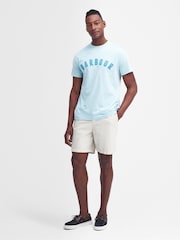 Barbour® Sky Blue 100% Cotton Terra Dye Logo T-Shirt - Image 3 of 5