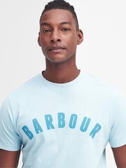 Barbour® Sky Blue 100% Cotton Terra Dye Logo T-Shirt - Image 4 of 5