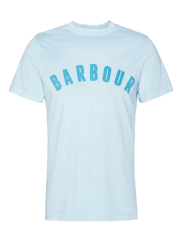Barbour® Sky Blue 100% Cotton Terra Dye Logo T-Shirt - Image 5 of 5 Barbour® Sky Blue 100% Cotton Terra Dye Logo T-Shirt - Image 5 of 5