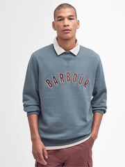 Barbour® Slate Grey Danby Varsity Logo 100% Cotton Crew Neck Sweatshirt - Image 1 of 5