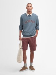 Barbour® Slate Grey Danby Varsity Logo 100% Cotton Crew Neck Sweatshirt - Image 3 of 5