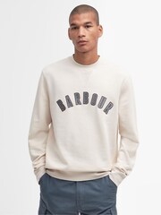 Barbour® Stone Danby Varsity Logo 100% Cotton Crew Neck Sweatshirt - Image 1 of 5