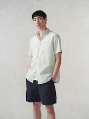 Barbour® Foam Green Terra Dye Cotton Linen Blend Short Sleeve Shirt - Image 1 of 10