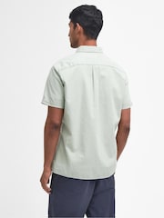 Barbour® Foam Green Terra Dye Cotton Linen Blend Short Sleeve Shirt - Image 3 of 10