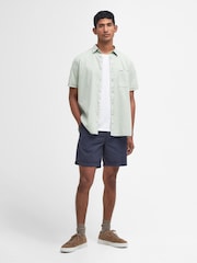 Barbour® Foam Green Terra Dye Cotton Linen Blend Short Sleeve Shirt - Image 4 of 10