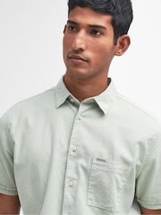 Barbour® Foam Green Terra Dye Cotton Linen Blend Short Sleeve Shirt - Image 5 of 10