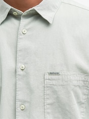 Barbour® Foam Green Terra Dye Cotton Linen Blend Short Sleeve Shirt - Image 6 of 10