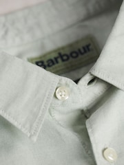 Barbour® Foam Green Terra Dye Cotton Linen Blend Short Sleeve Shirt - Image 8 of 10