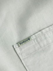 Barbour® Foam Green Terra Dye Cotton Linen Blend Short Sleeve Shirt - Image 9 of 10