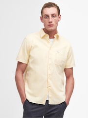Barbour® Yellow Haze Terra Dye Cotton Linen Blend Short Sleeve Shirt - Image 1 of 6