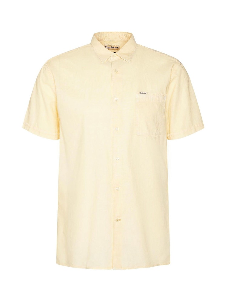Barbour® Yellow Haze Terra Dye Cotton Linen Blend Short Sleeve Shirt - Image 6 of 6