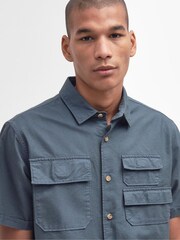 Barbour® Slate Grey Catterick Utility Short Sleeve 100% Cotton Shirt - Image 4 of 6