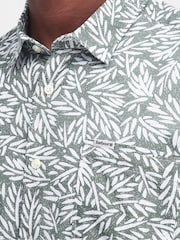 Barbour® Green Jackstone Leaf Print Short Sleeve 100% Cotton Shirt - Image 8 of 9